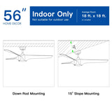 56 In.Intergrated LED Ceiling Fan with White ABS Blade W1367P182865