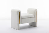 031-Teddy Fabric Single Bench Shoe Bench Makeup Bench For Bedroom Indoor,Ivory W527122003