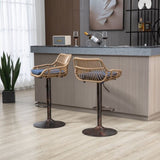 COOLMORE Modern Swivel Bar Stools Set of 2 Adjustable Counter Height Chairs with Footrest for W39594821