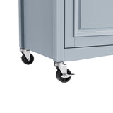 K&K 52'' Kitchen Island with Drop Leaf, Embossed Texture Kitchen Island on Wheels with Spice Rack, N707P195393G