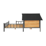 Outdoor Large Wooden Cabin House Style Wooden Dog Kennel with Porch W219P246168
