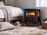 23" Electric Infrared Fireplace Stove, Freestanding Heater with Realistic Log Flame, Timer & 09597266