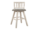 Pub Height Chairs Set of 2, Distressed Gray and White 360-degree Swivel Chair Solid Rubberwood B011P194918