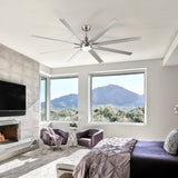 Smart 72" Integrated LED Ceiling Fan with Silver Blades in Brushed Nickel Finish W1367P199889