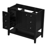 ZNTS 36" Bathroom Vanity without Sink, Cabinet Base Only, One Cabinet and three Drawers, Black WF306244AAB