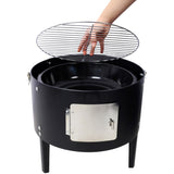 17 Inch Steel Charcoal Smoker, Heavy Duty Round BBQ Grill for Outdoor Cooking, Black W465P216801