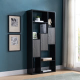 ZNTS Bookcase Display Storage Cabinet, Multi Shelves Black & Distressed Grey B107130968