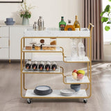 ZNTS 6-Tier Bar Cart, Slide Bar Serving Cart, Retro Style Wine Cart for Kitchen, Beverage Cart with Wine 72057889