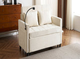 56.9" Loveseat Sofa Pull-out Sofa Bed Sleeper Sofa with a Reversible Backrest Cushion, Side Pockets, N719P208853A