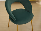 061-Set of 1 Velvet Fabric Chairs With Curved Backrest and Golden Metal Legs for Kitchen or W527P255476
