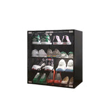 ZNTS 4 Layers Black Shoe Cabinet with Glass Door and Glass Layer Shoes Display Cabinet with LED light W2139134910