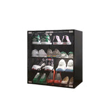 4 Layers Black Shoe Cabinet with Glass Door and Glass Layer Shoes Display Cabinet with LED light W2139134910