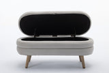 036-Velvet Fabric Storage Bench Bedroom Bench With Wood Legs For Living Room Bedroom Indoor,Light W527121988