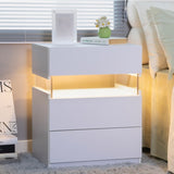 LED Nightstands 3 Drawer Dresser for End Table with Acrylic Board LED Bedside Tables for W2178132092
