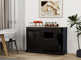 Two Drawers and Two-Compartment Tilt-Out Trash Cabinet Kitchen Trash Cabinet-Black W1120127329