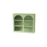 27.56"Glass Doors Modern Two-door Wall Cabinet with Featuring Three-tier Storage for Entryway Living 01365223