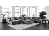 Living Room Lounge Ottoman Gray Chenille Fabric Comfort Cozy Plush Seat foam Wooden Legs 1pc Ottoman B01179794
