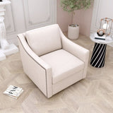 ZNTS 360 Degree Swivel Armchair Cotton linen skin-friendly fabric Ergonomic design Brass nail decorative W2113127539