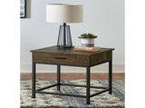 Brown Oak and Sandy Black Square End Table B062P153628