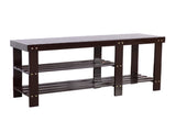 90cm Strip Type Bamboo Stool Shoe Rack with Boots Compartment Coffee 83390243