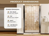 34-34.8" W x 72" H Matte Black Frameless Pivot Shower Door, 1/4" Clear SGCC Tempered Glass, T5595P465574