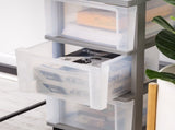 3-Drawer Narrow Plastic Storage Drawer Cart, Gray, Set of 2 49620302