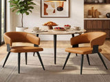 Modern Kitchen Dining Chair Set , brown faux leather soft cushion, curved wrap-around W5815P583490
