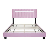 Pink Velvet Upholstered Bed Frame with Adjustable Features, Teenage Girl's Favorite Pink Collection. W1867P143798