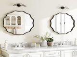24" Wavy Round Decorative Mirror With Deep Frame, Black 00246898