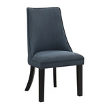 Blue Textured Fabric Upholstered Side Chairs Set of 2, Dark Walnut Finish Wooden Legs Modern Dining B011P257327