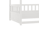 Twin Size Canopy Bed Frame with Guardrails for Kids,Floor Bed Twin with Four Poster Design,Kids W1858P252838