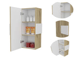 Light Oak and White 3-Shelf Rectangle Medicine Cabinet B06280314