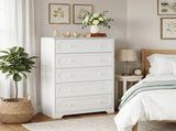 5-Drawer Cabinet with Solid Wood Veneer and Paint P2 MDF P2 Particleboard Storage Cabinet 83343966