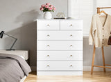 25.98"*15.75"*43.7" 5-Tier 6-Drawer Cabinet Drawer Dresser with Gold Handles White 88303918