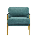 27.56" Modern Accent Chair with Plush Cushions, Minimalist Metal Frame, and Wooden Armrest Design N767P215306Z