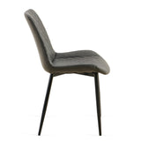 Dark Grey Set of 4 Leathaire Dining Chairs ,Mid-Century Modern Leathaire Chairs Kitchen Living Room W1164P225818