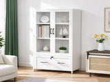 White MDF, melamine faced, wide style, large single drawer with glass display door, 82106674