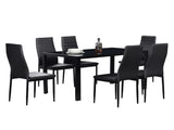 Simple Assembled Tempered Glass & Iron Dinner Table Black 00522385