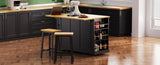 K&K 53inch Large Island with Drop Leaf, Power Outlet, Door Internal Storage Rack, Rolling N707P185531B
