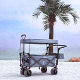 Collapsible Wagon Heavy Duty Folding Wagon Cart with Removable Canopy, 4" Wide Large All Terrain 37139620
