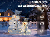 Set of 2 Lighted Snowman with Top Hat Christmas Decorations, Pre-lit 2D Holiday Decor with 80 Warm 25364656