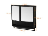 23.62"Modern Arched Glass Double-Door Wardrobe with Shatterproof Non-Glass Mirror-Double-Layer W757P314594
