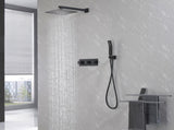 Brass Matte Black Shower Faucet Set Shower System 10 Inch Rainfall Shower Head with Handheld Sprayer 76070981