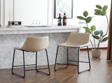 (Set of 2) Vintage Style 24-Inch Armless Industrial Faux Leather Counter Stool with Metal Legs and N780P170743C