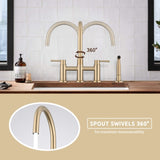 ZNTS Double Handle Bridge Kitchen Faucet with Side Spray W122581049