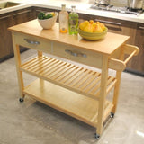 Kitchen Island & Kitchen Cart, Mobile Kitchen Island with Two Lockable Wheels, Rubber Wood Top, W42049334