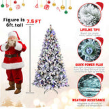 8ft Flocked Christmas Tree with 470L Colorful LED Lights with G45 ball, Realistic PEPVCHard Needle 68244348