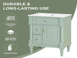 24 Inch Bathroom Vanity with Sink, Green Freestanding Bathroom Cabinet with Flip Drawer, Adjustable 55079324