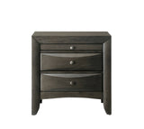 1Pc Contemporary 2 Drawer Nightstand End Table Jewelry Tray Gray Finish Solid Wood Wooden Bedroom ESFCRMB4270-2