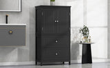 ZNTS Bathroom Storage Cabinet, Cabinet with Two Doors and Drawers, Adjustable Shelf, MDF Board, Black N725P188460B